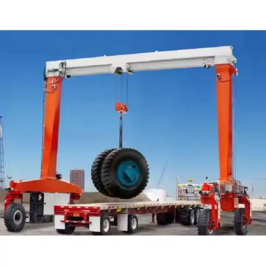 Mobile single beam crane with rubber wheels