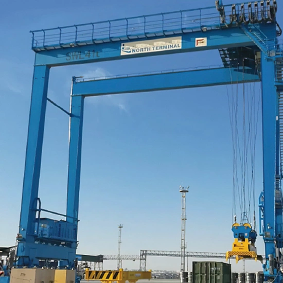 RTG Container Stacker in logistics hub