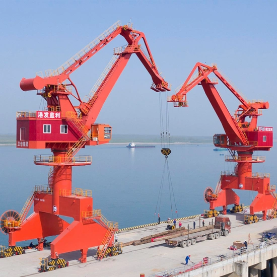 Steel portal crane with four-link stability