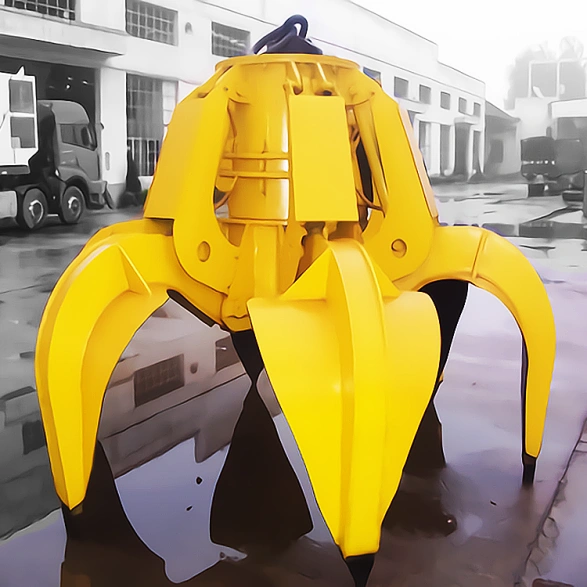 Excavator-mounted hydraulic grab bucket for sorting and loading applications