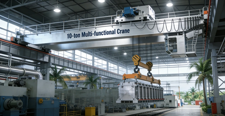 A 10-ton multi-functional aluminum electrolysis crane has been sold to Indonesia.