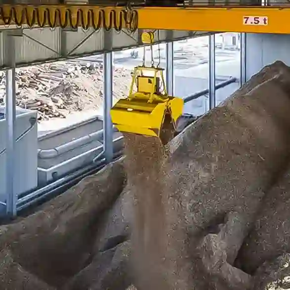 Single Girder Overhead Crane with Grab Buckets.webp