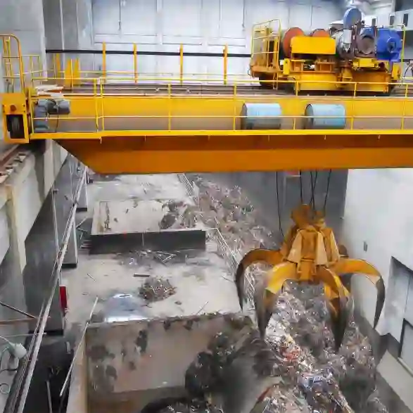 Double Girder Overhead Crane with Grab Bucket1.webp